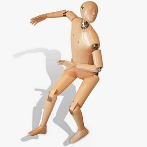 3D crash test dummy rigged model