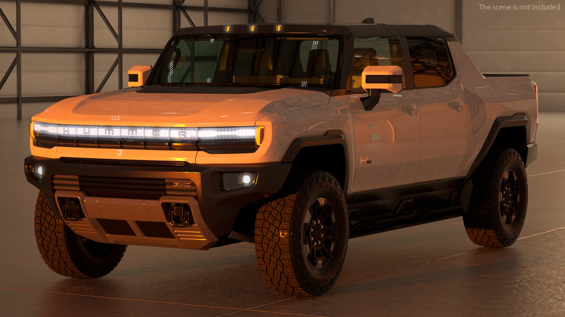 GMC Hummer EV PICKUP Lights On 3D model - TurboSquid 1903603