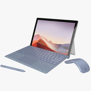 Microsoft Surface Pro 7 + Type Covers & Mouse & Pen All Colors (Rigged & Animated)