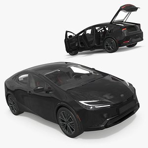 Black Toyota Prius 2025 Rigged for Maya 3D