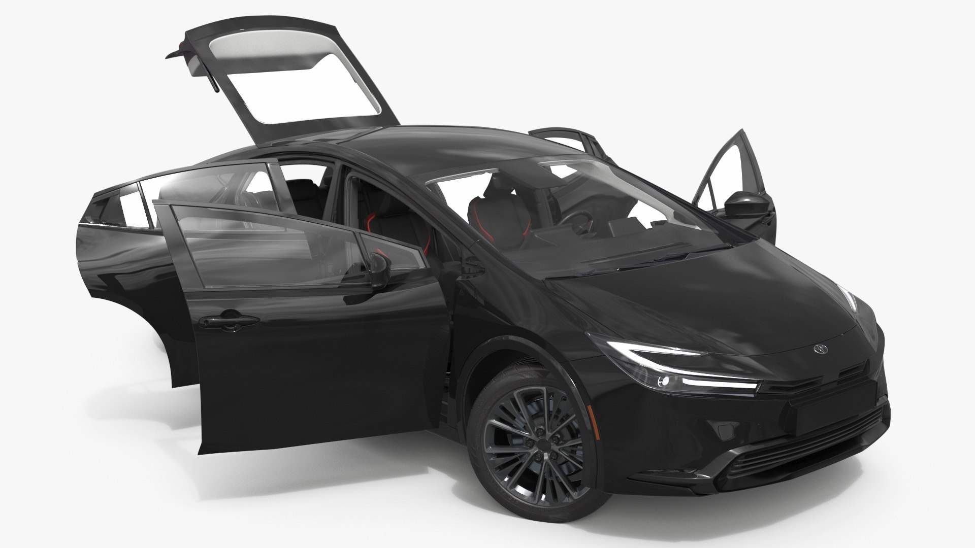 Black Toyota Prius 2025 Rigged for Maya 3D model preview