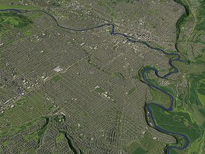 Spokane Washington USA in 20 km x 20 km - city and urban