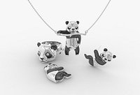 Jewelry komplekt panda bear with enamel and gems