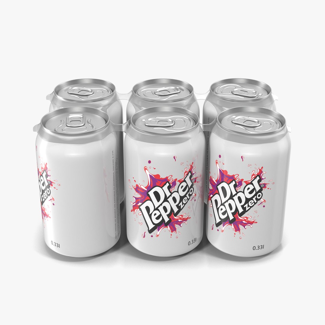Six Pack of Cans Dr Pepper Zero 3D Model 3D model preview