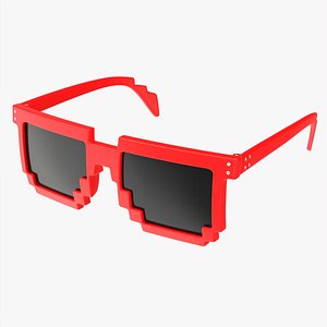 Pixel style glasses red 3D