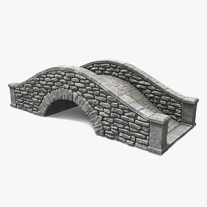 3D Small Stone Arch Bridge Gray