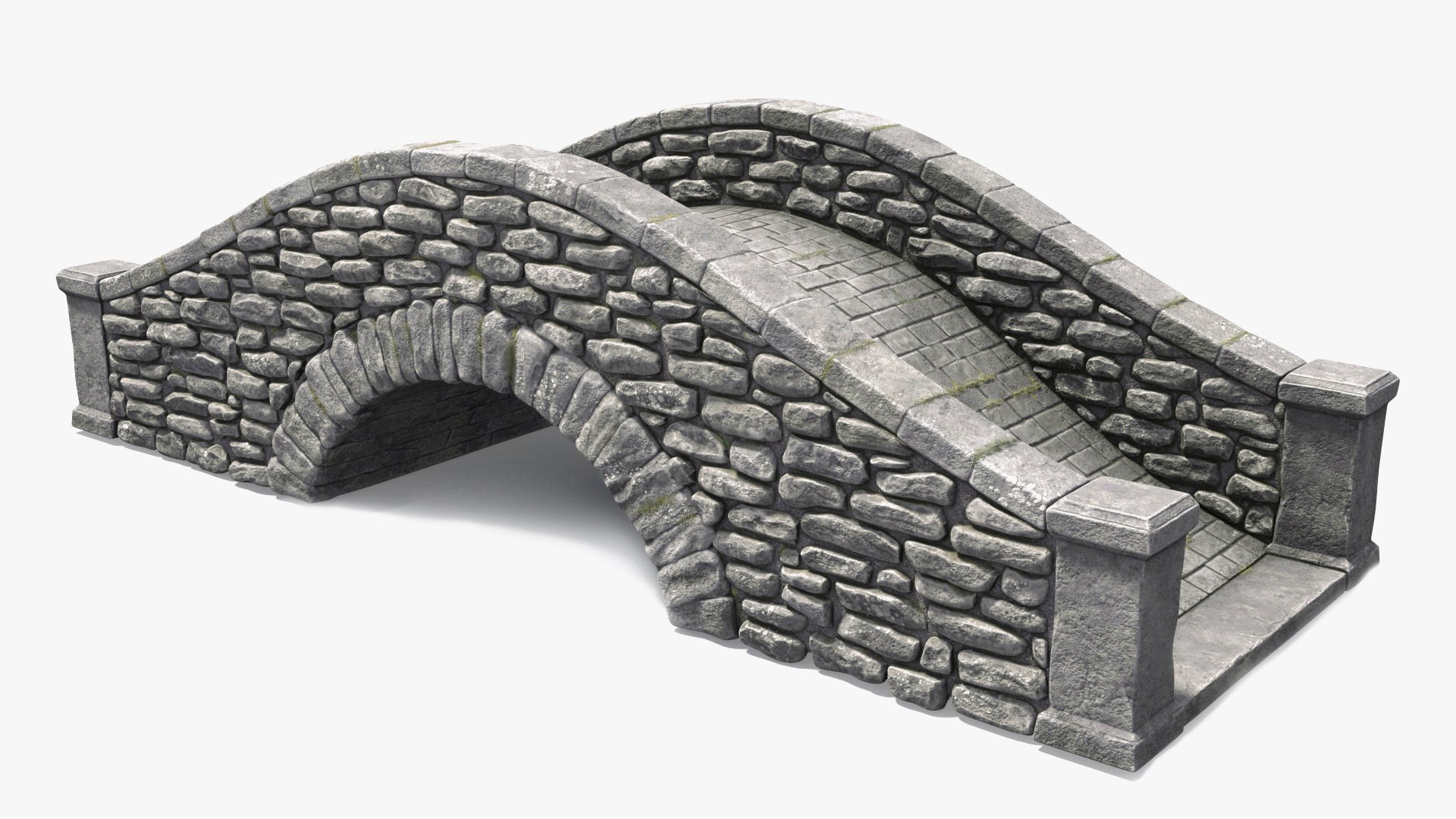 Small Stone Arch Bridge Gray 3D model preview