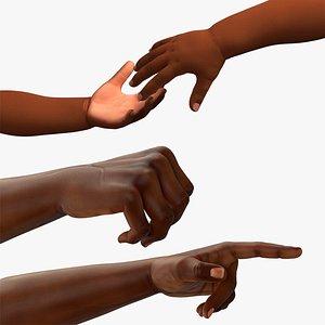 3D Afro American Man and Baby Hands Rigged for Cinema 4D Collection