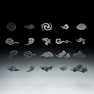 Cloud-themed decorative sculptures flat design cloud-themed environmental art   collection 3D model