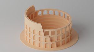 Cartoon Cute Roman Colosseum 3D
