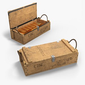 Military-Style Wooden Crate with Gold Ingots 3D model