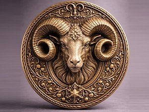 3D model Ornate Aries medallion - 3D Print model