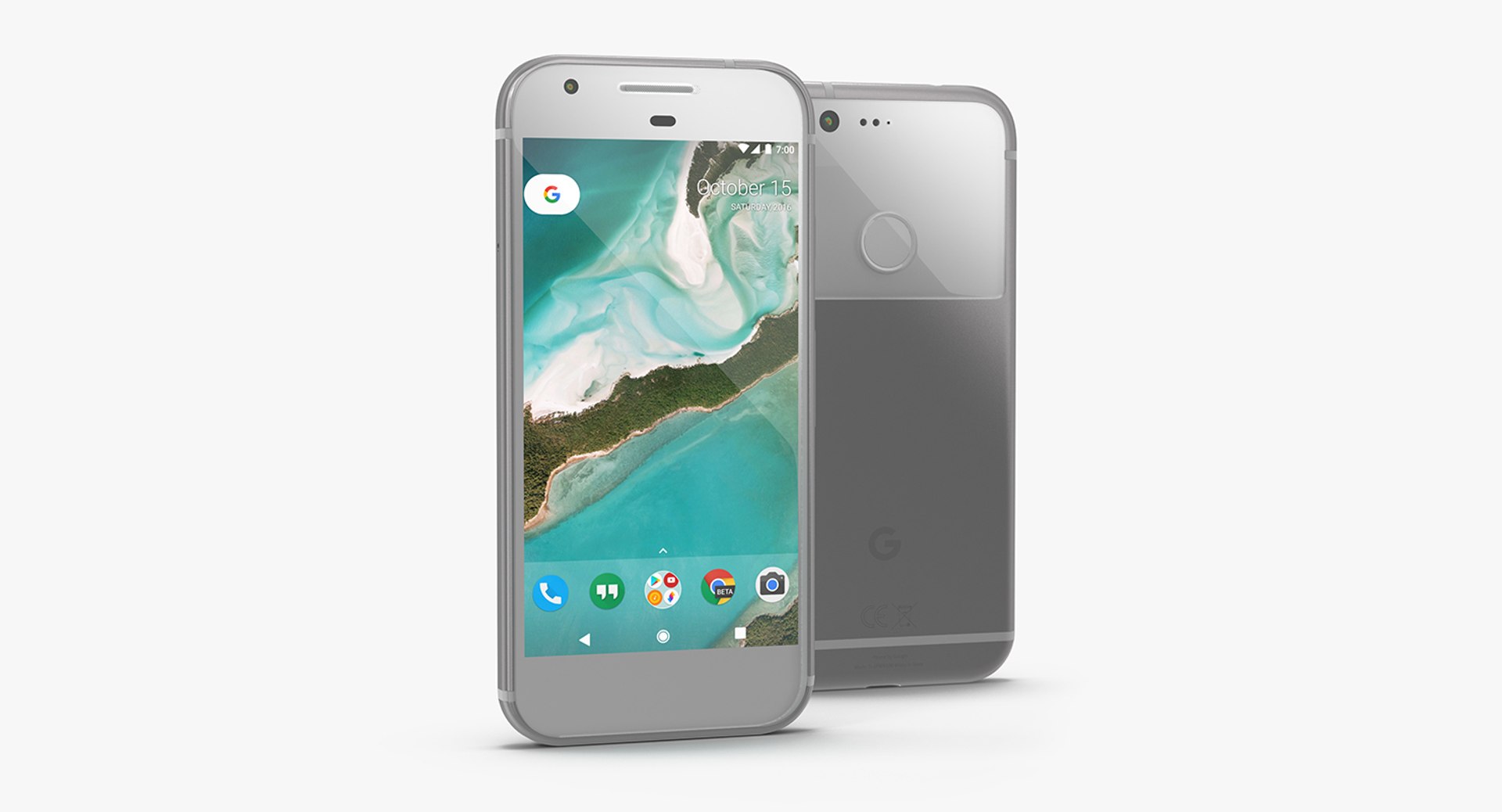 Google Pixel Phone Very Silver 3D Model 3D model preview