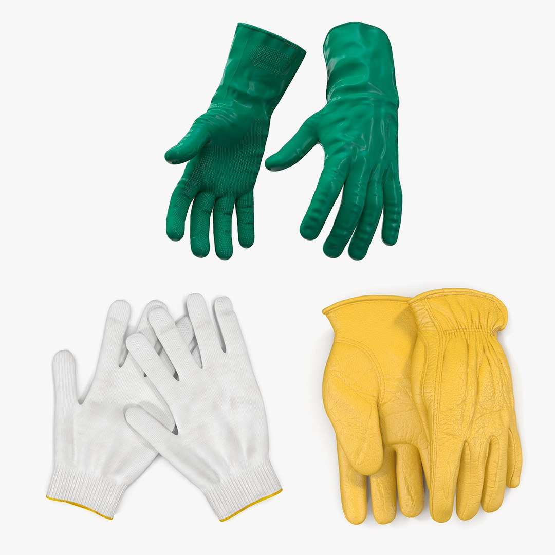 Work Gloves Collection 2 3D model preview