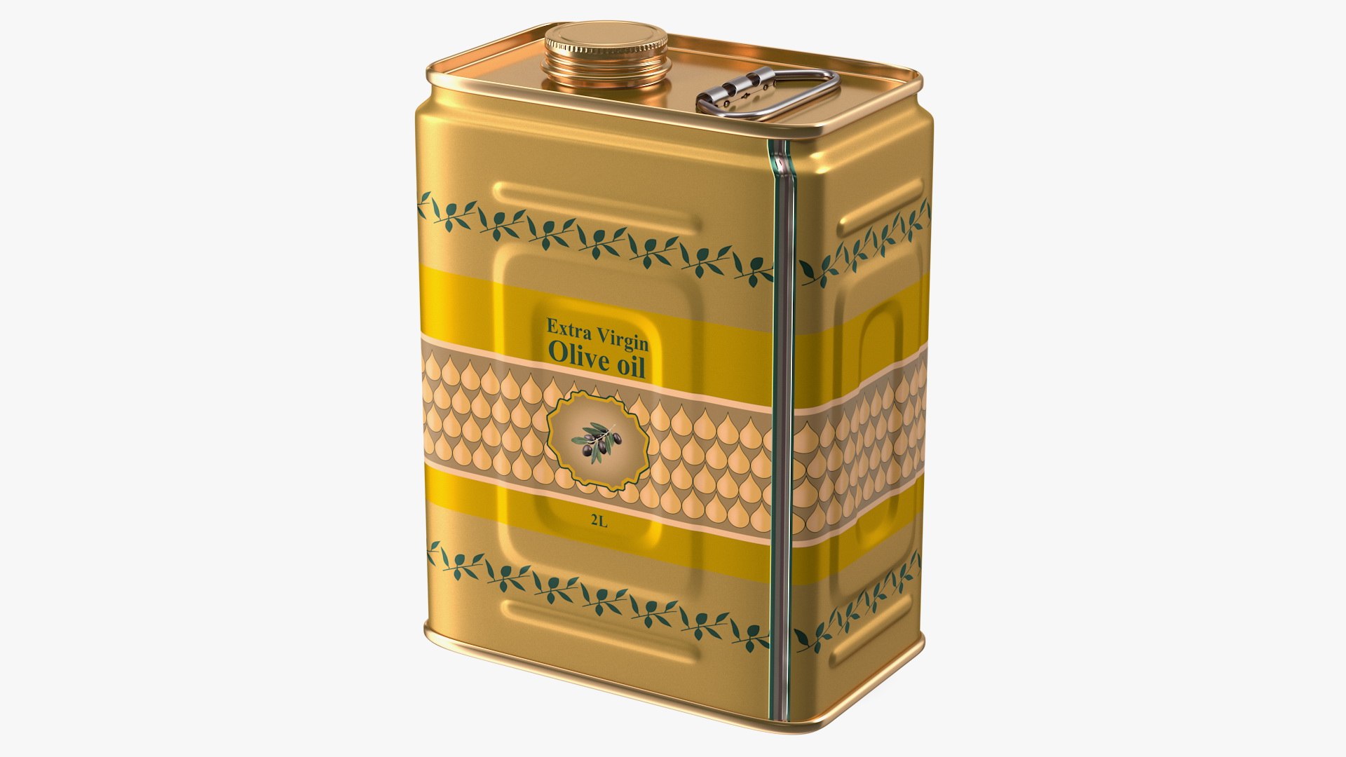 Olive Oil 2 Litre Tin Can 3D model preview