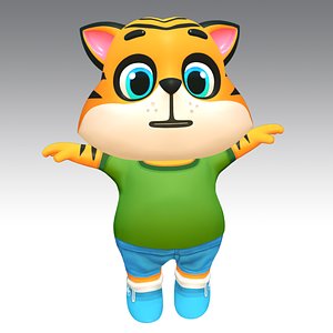 Tiger Cat Animated Rigged