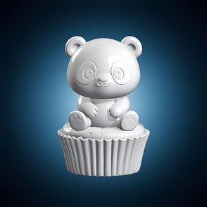 3D Chibi Panda Cupcake 3D Print Model model