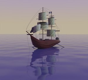 3D Stylized Ancient Flag Ship model