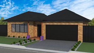 3D Australian House 3 Single Level Architectural Building Exterior