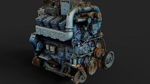 truck engine machinery rusty wreck PBR photogrammetry