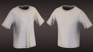 3D 2 Basic White T-Shirts - Low Poly model