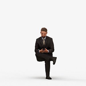 00463Nickolas011 - Adult Caucasian man sitting in office with smartphone autumn attire 3D model