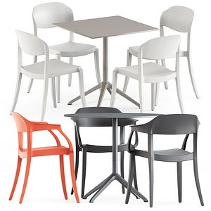 Strauss stackable chair and Elephant table 3D model