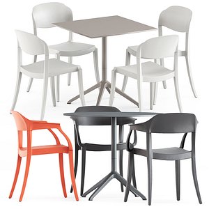 Strauss stackable chair and Elephant table
