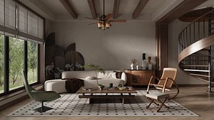 Stylish living room style design 3D model