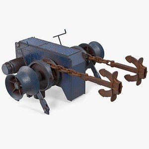 rusty marine anchor windlass 3D model