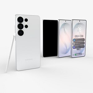 Samsung Galaxy S26 Ultra  White and  S Pen 3D