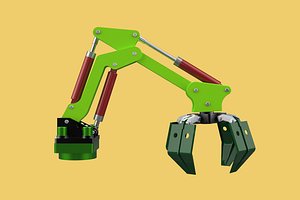 LINK HYDRAULIC THUMB KNUCKLE BOOM ARM CRANE LIFTING ATTACHMENT 3D