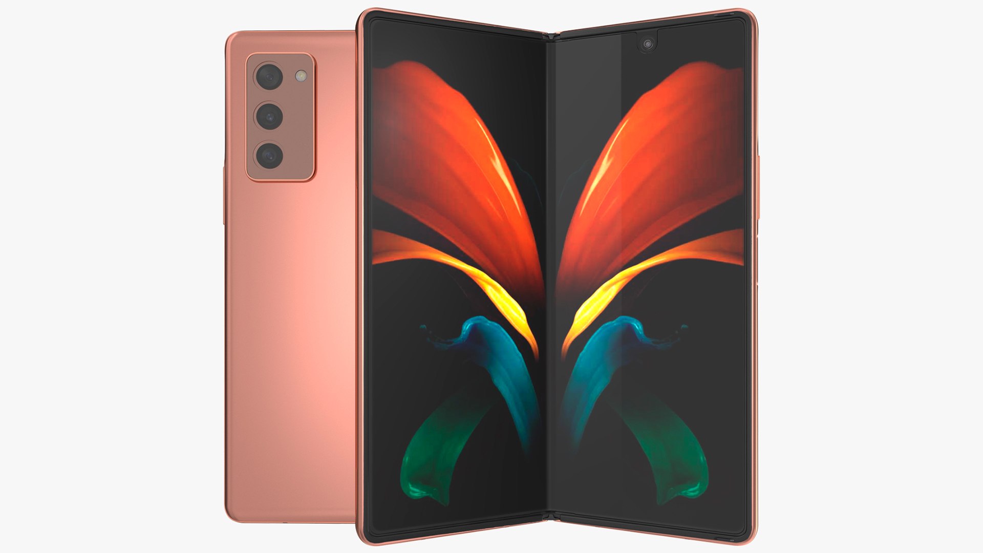 Samsung Z Fold 2 Bronze Rigged 3D model preview