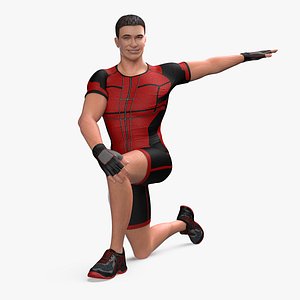 3D athletic man doing lunge