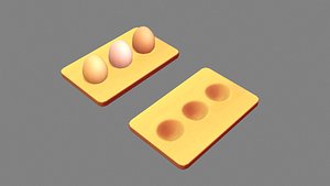 3D model Cartoon eggs in the egg tray