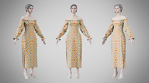 Dress 13 Retro Geometric Abstract 3D model