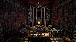 Gothic and Victorian Grand Castle Library 3D