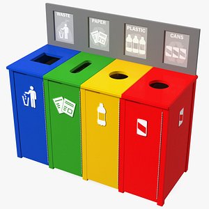 3D Sort Recycling Bins Multicolor model