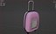 3d  pink suitcase with wheels icon