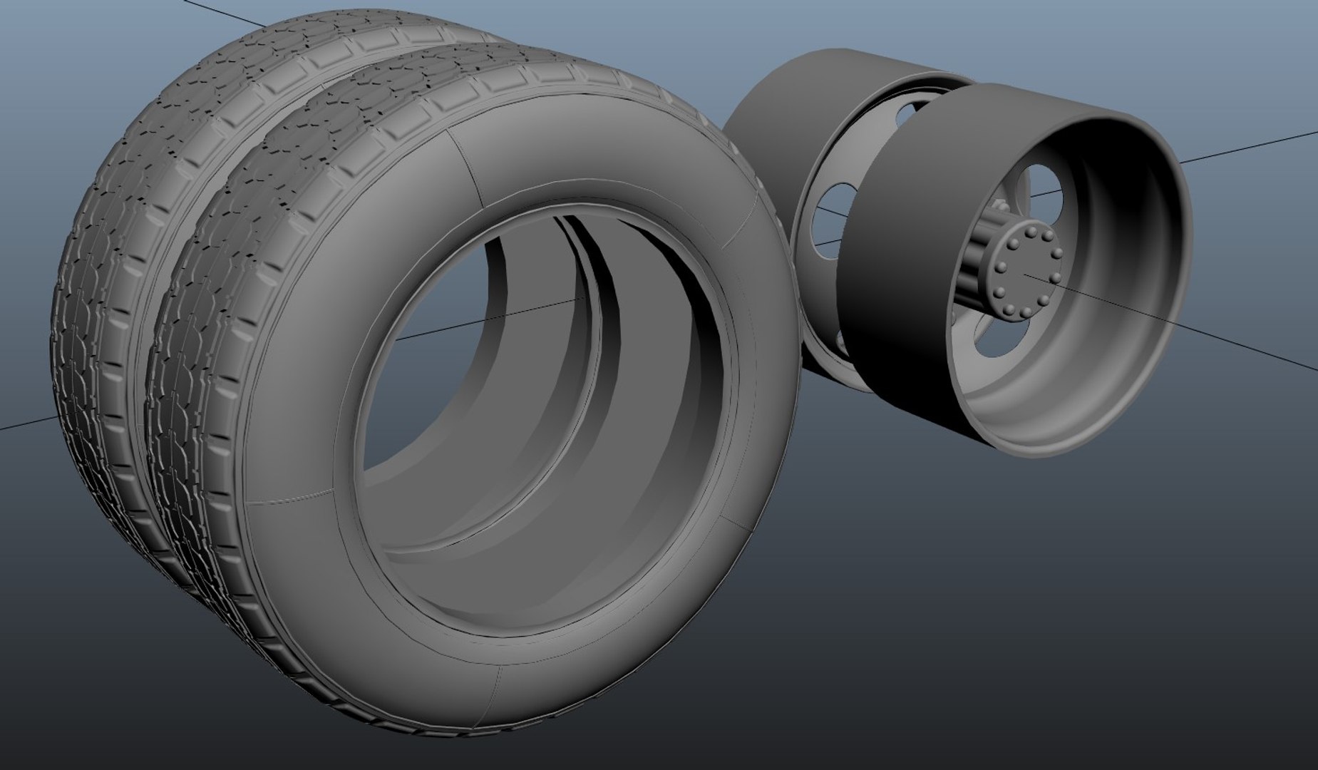 3D Heavy Truck Rear Wheels Model - TurboSquid 1906783