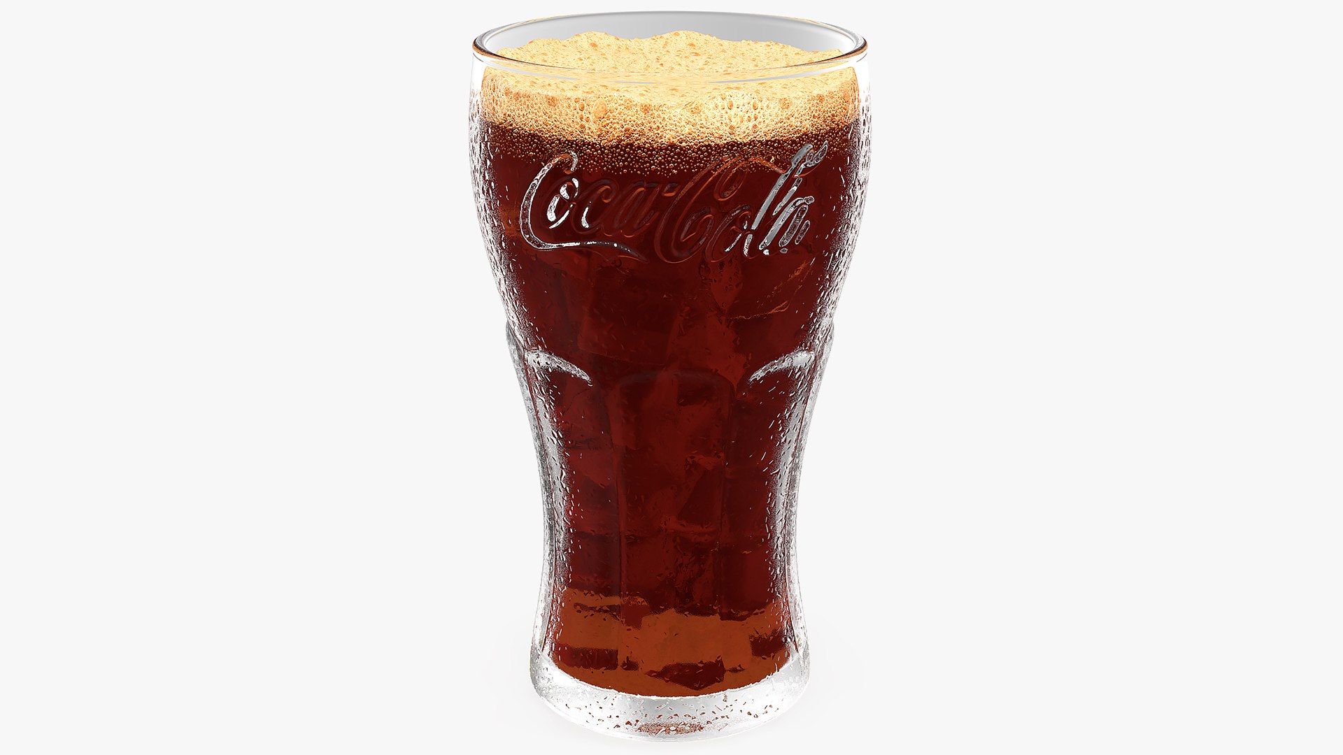 Glass of Coca Cola with Ice Cubes 3D model preview