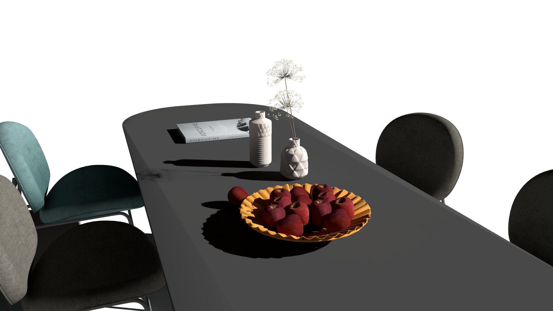 3D A Sleek Black Modern Dining Table Model - TurboSquid 1999839