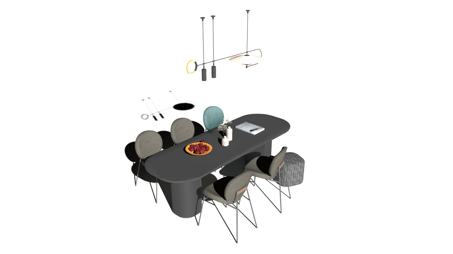 3D A Sleek Black Modern Dining Table Model - TurboSquid 1999839