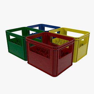 set plastic bottle crates 3d model