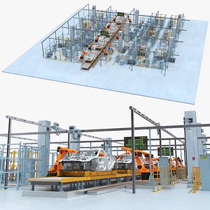 Car Assembly Line Rigged 3D