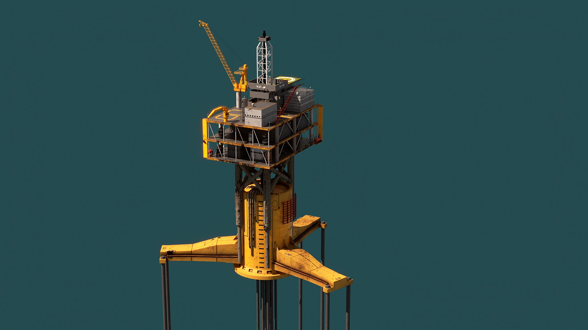 Aged SPAR And TLP Oil Rig Collection Model - TurboSquid 2427077