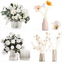 Set of bouquets of flowers Hydrangea Peonies Lilac poppy 427