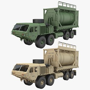 HEMTT Flatbed Truck With Fuel Container 3D