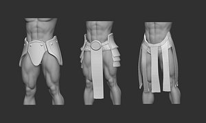 20 Low-poly medieval fantasy waist armor base mesh IMM brush set for Zbrush FBX and OBJ files 3D model