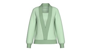 Girls Shawl Collar Layered Cardigan model